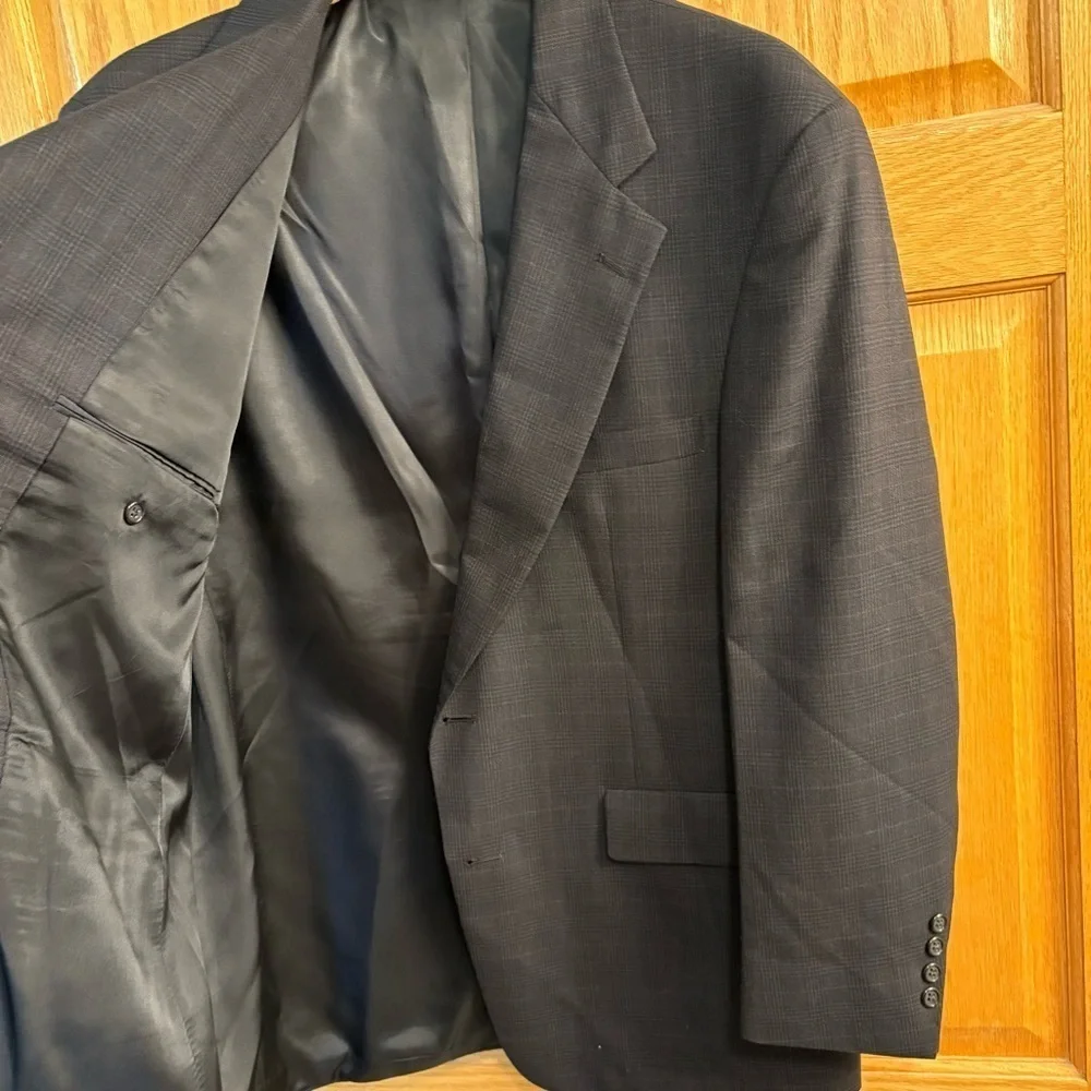 Vtg Kingsridge Mark Of The Best Wool Men’s 42 Blazer Navy Blue Window Pane Plaid